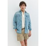 Regular Fit Açık Indigo Erkek Jean Gömlek - Mavi