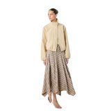 Regular Fit Asimetrik Kesim Ekose Midi Etek
