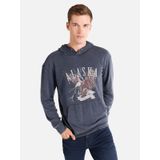 Regular Fit Baskılı Kapüşonlu Antrasit Erkek Sweatshirt