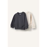Regular Fıt Bisiklet Yaka Basıc Düz Sweatshirt Kumaşı 2'li Sweatshirt Erkek Bebek