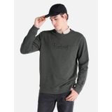 Regular Fit Bisiklet Yaka Baskılı Yeşil Erkek Sweatshirt