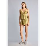 Regular Fit Dantel Detaylı Askılı Şortlu Saten Pijama Takımı