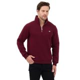 Regular Fit Dik Yaka Pamuklu Unisex Yarım Fermuarlı Nakışlı Sweatshirt (Bordo, M)