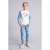 Regular Fit Futbol Baskılı Reglan Kollu 2'li Pijama Takımı Erkek Çocuk