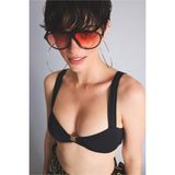 Regular Fıt Geniş Askılı Siyah Bikini Üstü