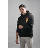 Regular Fit Kapşonlu 3 İplik Kalın İçi Polarlı Kangru Cepli Baskılı Erkek Sweatshirt