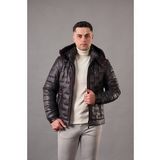 Regular Fit Kapşonlu Astarlı Kapitone Erkek Mont