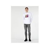Regular Fit Kapüşonlu Baskılı Beyaz Erkek Sweatshirt