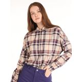 Regular Fit Kareli Mor Kadın Uzun Kol Gömlek