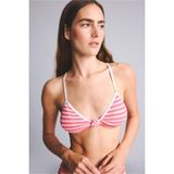 Regular Fıt Kırışık Dokulu Pembe Bikini Üstü