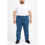 Regular Fit Likralı Büyük Beden Erkek Jean Pantolon 7374 - Mavi - 50