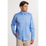 Regular Fit Mavi Non-Iron %100 Pamuk Doğa Dostu Ekoteks Belgeli Ütü Gerektirmez Gömlek
