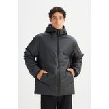 Regular Fit Normal Kesim Kapüşonlu Casual Mont - Siyah
