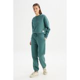 Regular Fit Normal kesim Ribanalı Paça Yeşil Jogger Sweatpant