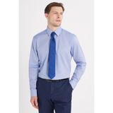Regular Fit Saks Mavi Non-Iron %100 Pamuk Doğa Dostu Ekoteks Belgeli Ütü Gerektirmez Gömlek