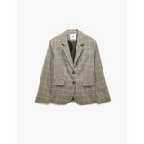 Regular Fit Uzun Kollu Klasik Yaka Cepli Düğmeli Ekose Blazer Ceket