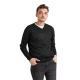 Regular Fit V Yaka Pamuklu Basic Erkek Triko Kazak SİYAH L