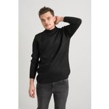 Regular Fit Yarım Balıkçı Nokta Desenli Akrilik Viskon Karışımlı Erkek Triko Kazak SİYAH XXL