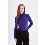 Regular Fit Yarım Balıkçı Yaka Basic Düz Triko Kazak Tunik