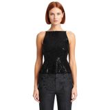 Regular Kalıp Kolsuz Bluz 100% Polyester Payetli Yazlık Şık Dayanıklı Malzeme Yüksek Kalite_Siyah-36