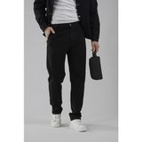 Regular Kalıp Pamuklu Keten Klasik Pantolon - Siyah - 2XL