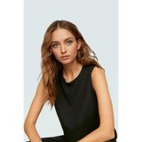 Regular Kalıp Polyester Crop Bluz Bisiklet Yaka Aerobin Dokuma Yazlık Yüksek Kalite