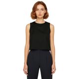 Regular Kalıp Polyester Crop Bluz Bisiklet Yaka Aerobin Dokuma Yazlık Yüksek Kalite_Siyah-36