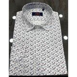 Regularfit Poplin Desenli Dijital Baskı Erkek Gömlek %100 Pamuk - Lacivert