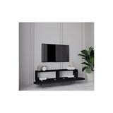 Regulus Siyah Mdf 2 Kapaklı Ahşap Ayaklı 140 Cm Modern Tv Ünitesi