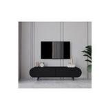 Regulus Siyah Mdf 2 Kapaklı Ahşap Ayaklı 160 Cm Modern Tv Ünitesi