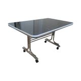 Rehber Mobilya 70X110 Metal Ayaklı Masa Tekerlekli Orta Sehpa - Siyah Mermer