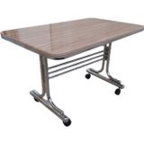 Rehber Mobilya Aksesuar Belly Kahverengi 70x110 Krom Nikel Kaplamalı Tekerlekli Orta Sehpa Metal Tekerlekli Masa