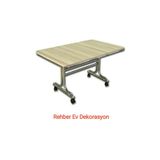 Rehber Mobilya Aksesuar Cordoba 60x100 Krom Nikel Kaplamalı Tekerlekli Orta Sehpa Metal Masa