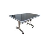 Rehber Mobilya Aksesuar Siyah 70x110 Krom Nikel Kaplamalı Tekerlekli Orta Sehpa Metal Masa