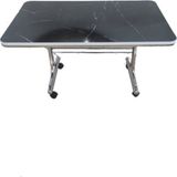 Rehber Mobilya Aksesuar Siyah Mermer Desenli 60x100 Krom Nikel Kaplamalı Tekerlekli Orta Sehpa Metal Masa