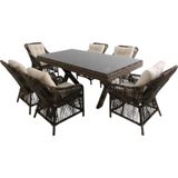 ReHome Bossa | Rattan Bahçe Masa Takımı | 100X200 6 Kişilik Bahçe Mobilyası