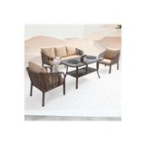 Rehome Capri Swing Artemis Üçlü Rattan Balkon Bahçe Takımı | Kahve
