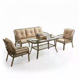 ReHome Capri Swing Pisa Üçlü Rattan Bahçe Balkon Oturma Grubu | Açık Kahve | 803