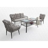 Rehome Capri Swing Pisa Üçlü Rattan Bahçe Balkon Oturma Grubu | Gri | 800