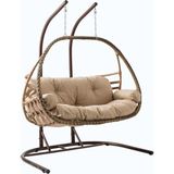 Rehome Malta Çiftli Rattan Bahçe Salıncağı | Açık Kahve - Açık Kahverengi