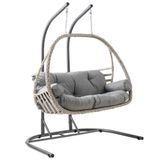 Rehome Malta Çiftli Rattan Bahçe Salıncağı | Beyaz
