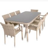 ReHome Peter 100x215 Rattan Bahçe Masa Takımı