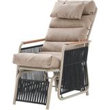 Rehome Space Ahşap Kollu Minderli Sallanır Bahçe Koltuğu | Bahçe Sandalyesi - Cappuccino - 60 x 83 x 100 cm