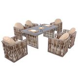 Rehome Talia | Rattan Bahçe Masa Takımı | 100x200 6 Kişilik Bahçe Mobilyası Siyah