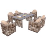 ReHome Talia | Rattan Bahçe Masa Takımı | 100X200 6 Kişilik Bahçe Mobilyası