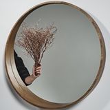 Rehome Yuvarlak Ahşap Çerçeveli Dekoratif Ayna - No:259 (70 Cm) Kahverengi