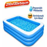 Reidan 210X135X50CM Şişme Havuz 3 Katmanlı Yazlık Bahçe Havuzu Dikdörtgen Şişme Havuz Tatil Havuzu Yaz