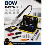 Reidan HVY80 80WATT Havya Seti 15 Parça Lehim Ahşap Yakma Kalemi Ayarlanabilir Sıcak Havya Makinesi Başlıkları ile Lehim Makinası