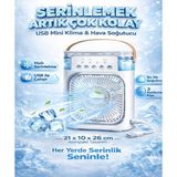 Reidan Ub-9 USB Kablolu Mini Klima Sulu Soğutucu Fan Pervane 3 Hızlı Masaüstü Serinletici Nemlendirici Buharlı