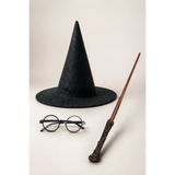 ReilaParty Harry Potter Büyücü Şapkası, Asa ve Gözlük 3'lü Kostüm Aksesuar Seti